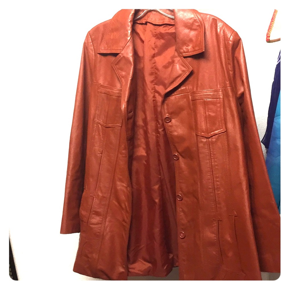 Orange vintage leather jacket